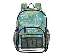 FRODOTGV Cartone animato Giglio Turchese Bambini Zaino Trasparente Borsa per Libri Trasparente per Adolescenti Borse in PVC Trasparente, Cartone Animato Giglio Turchese, 1 Taglia, Giglio turchese dei