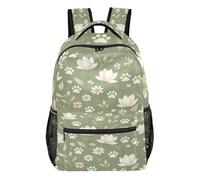 FRODOTGV Casual Day Bag Multi-Pocket Storage Layout Poliestere Twill Tessuto per Studenti di Scuola Campeggio Visita Turistica Taglia Piccola, Magnolia Verde Salvia, M, Casual