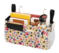 FRODOTGV Cesto portaoggetti da comodino con grandi tasche e portabottiglie da appendere per casa, università, dormitorio, letto a castello/letto d'ospedale, sponde per lettini e culle, pois ad