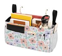 FRODOTGV Cesto portaoggetti da parete con fiori pastello e fiori con cinghie fisse e portabottiglie d'acqua, organizer per accessori per letto a castello, dormitorio