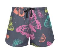 FRODOTGV Clover Leaves Green White Womens Pajama Shorts, Lounge Shorts con tasche Sport Allenamento Shorts, Farfalle di colore su sfondo nero, L