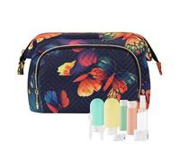 FRODOTGV Colorato Farfalle Volanti Verde Scuro Trucco Sacchetto di Viaggio Sacchetto Cosmetico Per Le Donne Kit di Viaggio Impermeabile D, Farfalle Volanti Colorate Verde Scuro, 1 Size