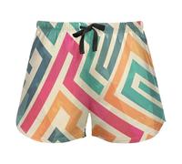 FRODOTGV Colored Lines Orange and Red Women Workout Pantaloncini, Pajama Bottoms Casual Esercise Yoga,L