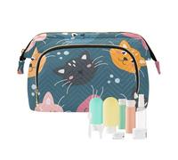 FRODOTGV Colorful Faces Of Cats on A Blue Background Makeup Bag Portatile Viaggio Trucco Borsa Da Viaggio Donne Portamonete Cosmetico Storage, colorito, facce, di, gatti, su, uno, sfondo blu, 1 Size