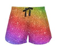 FRODOTGV Colorful Rainbow Glitter Print Women Pajama Bottoms, Pantaloncini da allenamento con Pockets per Yoga Running, L