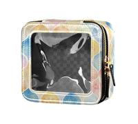 FRODOTGV Colori vivaci leopardato modello pelle trasparente piccola borsa di trucco per ragazze donne contenitori cosmetici sacchetti per la cura della pelle, Pesce Acquerello Scaglie Sirena, 1 Size