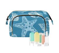 FRODOTGV Conchiglie Diverse Forme e Stelle Marine Toiletry Bag Capacità Viaggio Cosmetici Bag Toiletry Viaggio Impermeabile Donne Contanti, Conchiglie diverse forme e stelle marine, 1 Size