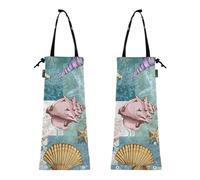 FRODOTGV Confezione da 2 sacchetti della spazzatura da appendere per auto, riutilizzabili, per auto, conchiglie, coralli e stelle marine