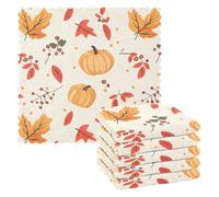 FRODOTGV Confezione da 6 panni in microfibra, foglie autunnali di zucca e bacche di sorbo, strofinacci da cucina ad asciugatura rapida assorbenti per la casa, 27,9 x 27,9 cm