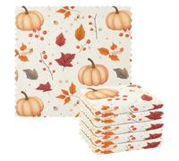 FRODOTGV Confezione da 6 panni in microfibra per la pulizia, foglie autunnali zucca e bacche di sorbo, asciugamani da cucina riutilizzabili da bagno di alta qualità 27,9 x 27,9 cm