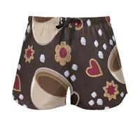 FRODOTGV Coral Reef Anemone Fish Blue - Pantaloncini da pigiama da donna, pantaloncini da allenamento con tasche, pantaloncini da yoga per allenamento, Tazze Caffè Biscotti Zucchero, S