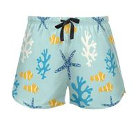 FRODOTGV Coral Reef Anemone Fish Blue Women Workout Pantaloncini, Pajama Bottoms Casual Esercise Yoga,XXL