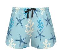FRODOTGV Coral Reef Starfish Underwater Blue Women's Pajama Bottoms Casual Workout Shorts Palestra Running Pantaloncini,L