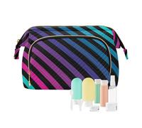 FRODOTGV Cosmetici Borse Toiletry Bag Per Le Donne Leggero Strisce Diagonali Modello Luminoso Carta Organizzatori Chiave Delle Donne Moneta, Motivo a strisce diagonali luminose, 1 Size
