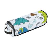 FRODOTGV Custodia da viaggio 2 in 1 con dinosauri e ossa dei cartoni animati, tappetino resistente al calore, con cerniera, impermeabile, organizer da viaggio per strumenti caldi, ferro