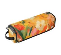 FRODOTGV Custodia da viaggio 2 in 1 con fiori autunnali, narcisi, anemoni, farfalle, api, terracotta, custodia da viaggio e tappetino resistente al calore, borsa organizer da viaggio per utensili