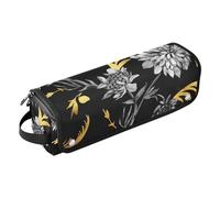 FRODOTGV Custodia da viaggio 2 in 1 per accessori per capelli con tappetino in ferro, fiori di campo dorati ad acquerello per strumenti caldi e accessori per la cura dei capelli, Acquerello Oro Fiori