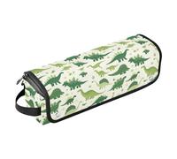 FRODOTGV Custodia da viaggio con ferro arricciacapelli a forma di dinosauri verde con cuscinetto resistente al calore, grandi borse piatte aperte da donna per ferri da stiro piatti e accessori per la