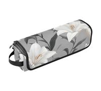 FRODOTGV Custodia da viaggio impermeabile da donna con tappetino resistente al calore, organizer per accessori per piastra e asciugacapelli, grigio dolce giglio, Colore 01, 1 Size