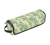 FRODOTGV Custodia da viaggio per ferro arricciacapelli 2 in 1 soffiato a vento con foglie verdi e tappetino resistente al calore, antipolvere, borsa per piastra per capelli da viaggio, per utensili