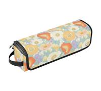 FRODOTGV Custodia da viaggio per ferro arricciacapelli marrone 2 in 1 color oro pied de poule per donne, organizer portatile per accessori con tappetino resistente al calore per ferri da stiro