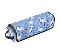 FRODOTGV Custodia da viaggio portatile da donna con tappetino resistente al calore, per stirare, asciugacapelli, motivo senza cuciture con rose rosse, Lemurs Madagascar su motivo blu, 1 Size