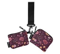 FRODOTGV Custodie per carte d'identità sottili e piatte, con tasca con cerniera, per donne e ragazze, motivo fiori di pesco, colore bordeaux, confezione da 2, Peonie Fiori Di Pesco, 1 size