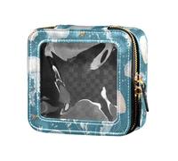 FRODOTGV Cute Aliens Head White Clear Mini Makeup Bag, 14, 1 Size