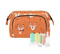 FRODOTGV Cute Fox Pattern Foxy Endless Toiletry Bags Makeup Bag Con Maniglia Accessori Da Viaggio Cerniera Gioielli, Carino Fox Pattern Foxy Endless, 1 Size