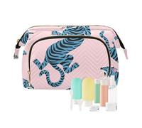 FRODOTGV Cute Tigers Blue Pink Beauty Bag Essentials Cosmetic Bag Makeup Period Bag Jewelry Organizer, Cute Tigers Blu Rosa, 1 Size