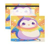 FRODOTGV Cuterainbow - Raccoglitore a forma di pinguino, in plastica trasparente, per lettere formato A4, confezione da 2 pezzi per studenti e forniture scolastiche