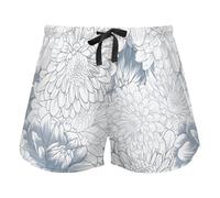 FRODOTGV Dahlia e Chrysanthemum Grey White Pajama Bottoms Womens Lounge Pantaloncini per allenamento palestra running, XL