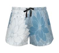 FRODOTGV Dahlia Flowers Blue White Pajama Bottoms Womens Lounge Shorts for Workout Gym Running, XL
