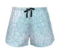 FRODOTGV Dahlia Medallion Floral Blue Womens Lounge Shorts Pajama Bottoms Running Exercise Elastic Waist Drawstring,XL