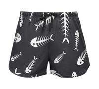 FRODOTGV Dead Fish Skeletons Black White Women Lounge Shorts Pajama Bottoms Workout Yoga Elastico Vita Drawstring,XL