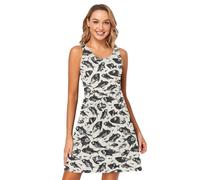 FRODOTGV Dead Fish Skeletons - Vestito da spiaggia da donna, alla moda, linea ad A, per prendisole e spiaggia, Scheletri Pesci Morti, XX-Large