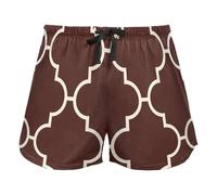 FRODOTGV Deep Brown Gold Grid Lantern Shapes Pajama Bottoms Womens Lounge Shorts for Workout Gym Running,L
