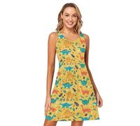 FRODOTGV Dinosaur Paradise - Vestito da donna alla moda, linea ad A, estivo, per vacanze, Paradiso dei dinosaur, XX-Large