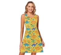 FRODOTGV Dinosaur Paradise - Vestito da donna con scollo rotondo, senza maniche, per vacanze, Paradiso dei dinosaur, M