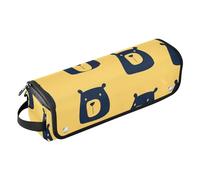 FRODOTGV Disegno a mano Orsi Modello Senza Cuciture Nero Strumento di Capelli Borsa Da Viaggio e Tappetino Resistente Al Calore con Cerniera Accessorio Da Viaggio Doppio Strato Custodia Da Viaggio,