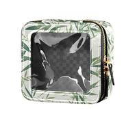 FRODOTGV Divertente borsa per il trucco in pelle trasparente con treno a vapore per ragazze e donne organizer per cosmetici da viaggio tote, Foglie di Foglie di Felce Equiseto Trifoglio, Taglia unica