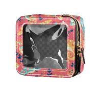 FRODOTGV Divertente borsa per trucchi in pelle di avocado trasparente per ragazze, organizer per cosmetici, articoli da toeletta con cerniera, Motivo colorato con simpatici camaleonti, 1 Size