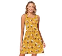 FRODOTGV Dolce Miele Modello Carino Api Felice Donne Tank Abiti Larghi A-Line Partito Prendisole Casual, Modello dolce miele carino api felici, L