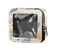 FRODOTGV Elefanti colorati decorati mandala impermeabile trasparente borsa per il trucco per ragazze smalto organizzatore cerniera sacchetti per la cura della pelle, Farfalle Tarassaco Motivo Farfalle