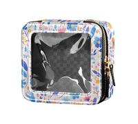 FRODOTGV Elefanti colorati decorati mandala impermeabile trasparente borsa per il trucco per ragazze smalto organizzatore cerniera sacchetti per la cura della pelle, Astratto Floreale Pattern Fiori