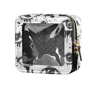 FRODOTGV Elefanti colorati decorati mandala impermeabile trasparente borsa per il trucco per ragazze smalto organizzatore cerniera sacchetti per la cura della pelle, Occhi malvagi bianchi e neri