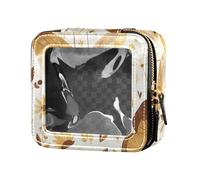 FRODOTGV Elefanti colorati decorati mandala impermeabile trasparente borsa per il trucco per ragazze smalto organizzatore cerniera sacchetti per la cura della pelle, Farfalla Bella Marrone, Taglia