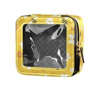 FRODOTGV Elefanti colorati decorati mandala impermeabile trasparente borsa per il trucco per ragazze smalto organizzatore cerniera sacchetti per la cura della pelle, Api su Giallo, 1 Size