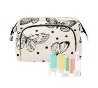 FRODOTGV Elegante Polka Dot Farfalle Borsa Cosmetica Grande Capacità Viaggio Sacchetto Cosmetico Organizzatore Impermeabile Moneta Delle Donne, Eleganti farfalle a pois, 1 Size