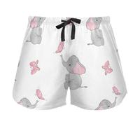 FRODOTGV Elephant Butterfly Pink White Women Pajama Bottoms, Pantaloncini da allenamento con Pockets per Yoga Running, S